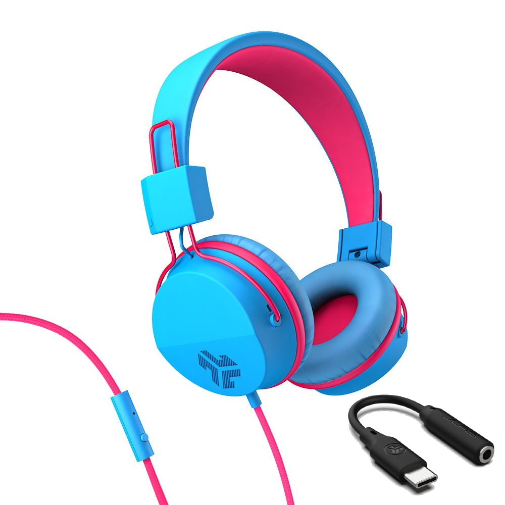 JBuddies Studio On-Ear Kids Wired Type-C Headphones Pink - Blue/Pink
